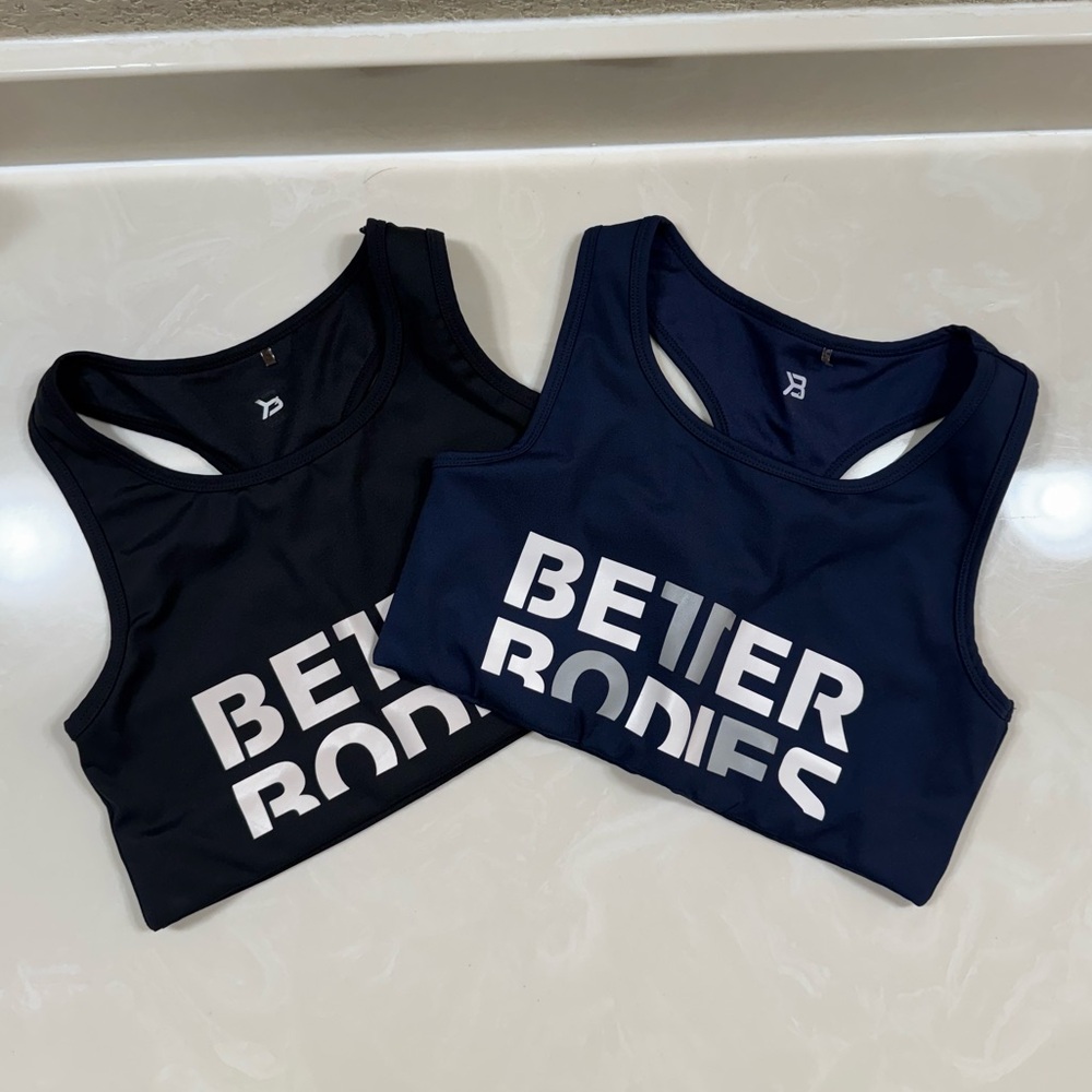 BETTER BODIES Black and Navy Sports.Bra